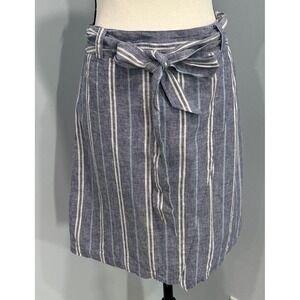 Just Living Womens Large Striped Linen Blend Wrap Skirt Cottagecore Preppy Beach